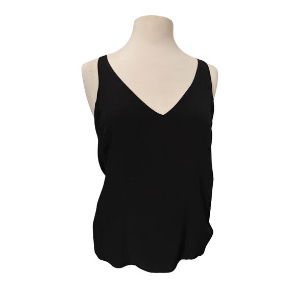 Tibi 100% Silk V-Neck Camisole Tank Top Black Size 10 Classic Minimalist Chic NY - Picture 1 of 7